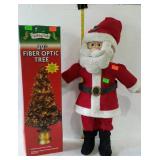 Holiday group, 32" fiber optic tree and Santa