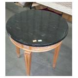 Round end stand with black top, measures 26