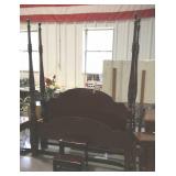 Canopy Post Bed, mahogany finish with finial tops