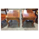 Pair of living room end tables, queen Anne feet