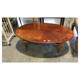 Coffee Table oval shaped top with block design,