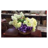 Home decor everlasting flowers in wicker basket,