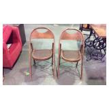 Pair of nice wooden folding chairs, with brown