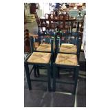 Set of 4 home counter stools, green painted
