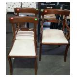 Three dinning chairs, two with no arms and one