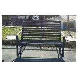 Wooden bench with side tables bench has some