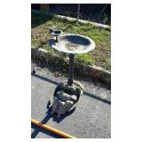 Metal bird fountain with angel garden decor piece