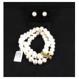 Fresh Water Pearl Bracelet and Earring Set;
