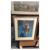 Jockey horse racing picture signed 25x31