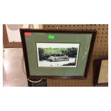 River boat framed picture signed 17x14