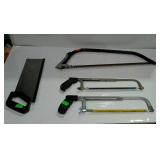 Saws lot, 2 hack saws, tree limb saw, mitre saw