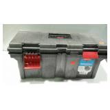 Rubbermaid portable tool box with tray includes a