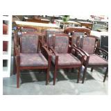 Set of 6 armed lobby waiting room chairs, wood