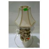 Table lamp with cloth shade, made from Johnson