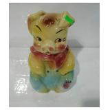 Older pottery cookie jar - pig with patched