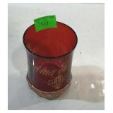 Souvenir ware, ruby & clear - 3-1/2" glass, etched