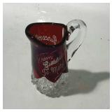 Souvenir ware, ruby & clear - 4-1/2" pitcher,