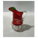 Souvenir ware, ruby & clear - 8" pitcher,