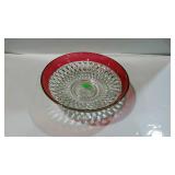 Glass - Ruby flashed diamond point 13" bowl