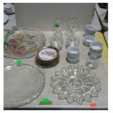 Group - glass platters, Iris Coffee stem glasses,