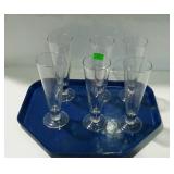 Glass - set of six footed beer glasses