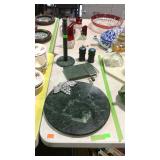 Marble cutting board, paper towel holder, cheese