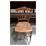 Early woven cane seat chair, seat needs repair