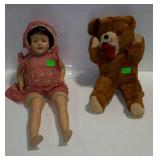 Group lot includes porcelain doll and musical