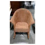 Sunroom Wicker rocking chair, brown color barrel