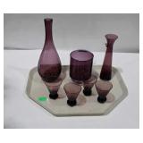 Tray lot of purple glass