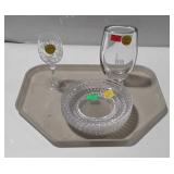 Tray lot of glassware, includes Edinburgh crystal