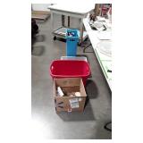 Group lot, includes empty tote, glassware,