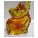 Blenko amber glass cat 3 3/4"