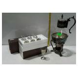 Silver plate coffee pot with warmer and appertif