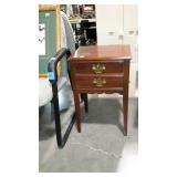 Two drawer bedside table with brass hardware,