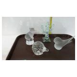 4 Figural paperweights- porcupine, bird, baby bear
