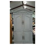 Media cabinet- blue chalk painted, with arched top