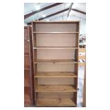 Open front pine book shelf unit with six fixed
