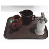 Tray lot, includes beer stein and two brown