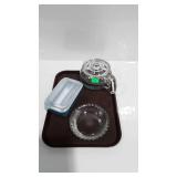 Tray lot, included kitchen dishes and coffee pot