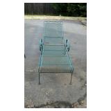Wrought iron patio chaise lounge green color