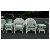 Sunroom furniture, two wicker chairs with mix