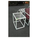 Patio table 17x22x22 has small chip on corner of