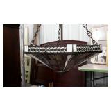 Leaded glass ceiling light fixture, three bulbs,