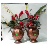Home decor - two metal double handle urn shaped