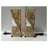 Home decor - pair of accent lamps, cloth covered