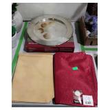Home decor lot, includes red and gold plate