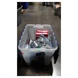Clear plastic tote with Christmas lights, seller