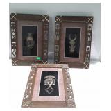 Three pictures of tribal art, seller code LY all