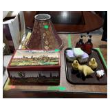 Group lot, includes tray lot with wooden birds